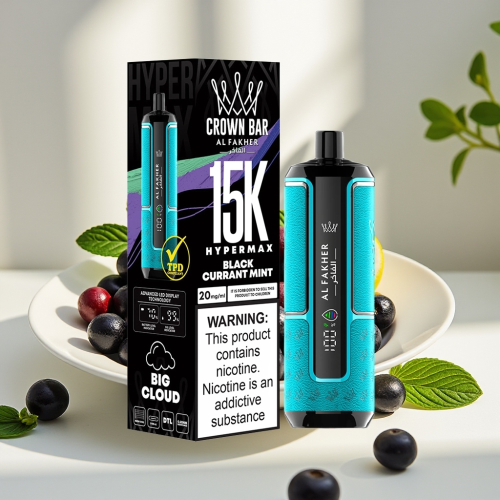Al Fakher Crown Bar 15K Hypermax 22ml 600mAh Type-C Juodųjų serbentų mėta