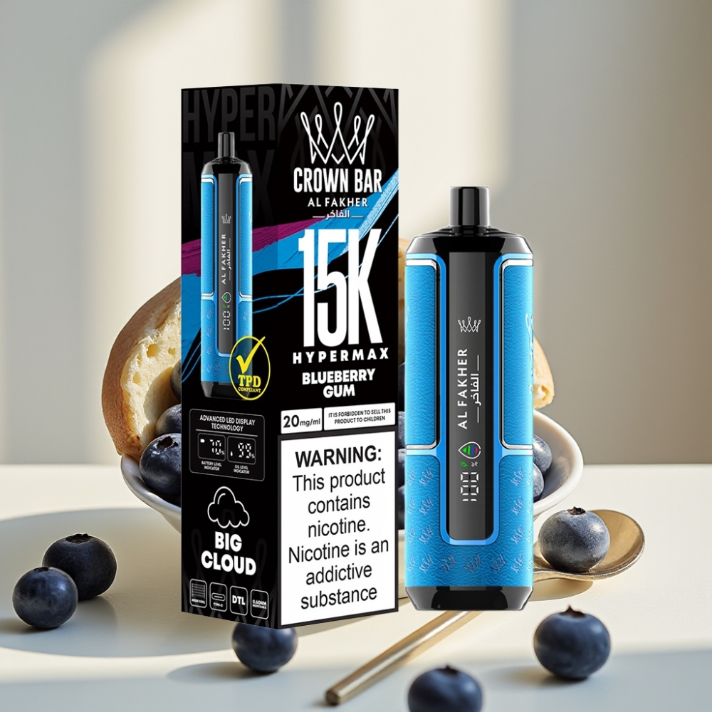 Al Fakher Crown Bar 15K Hypermax 22ml 600mAh Type-C Mėlynių Gumiukų