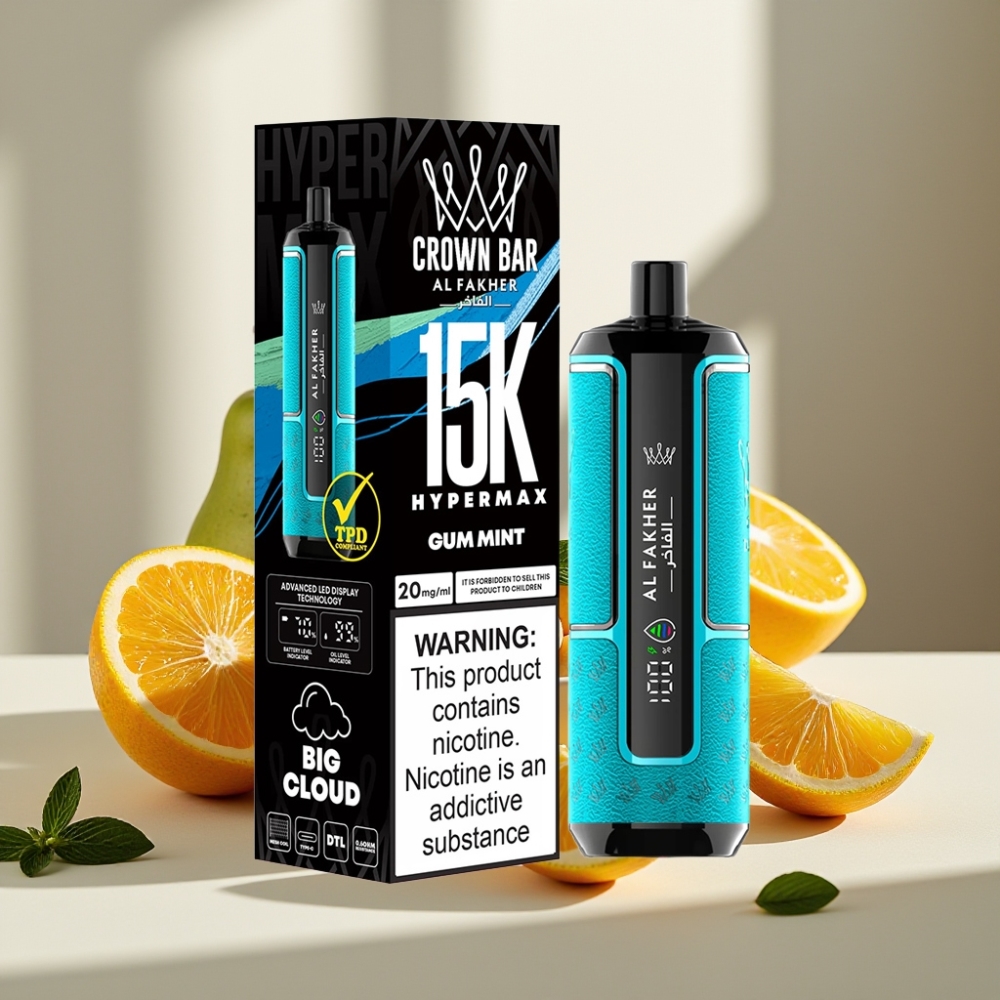 Al Fakher Crown Bar 15K Hypermax DTL 6mg 22ml 600mAh Type-C Gum Mėta