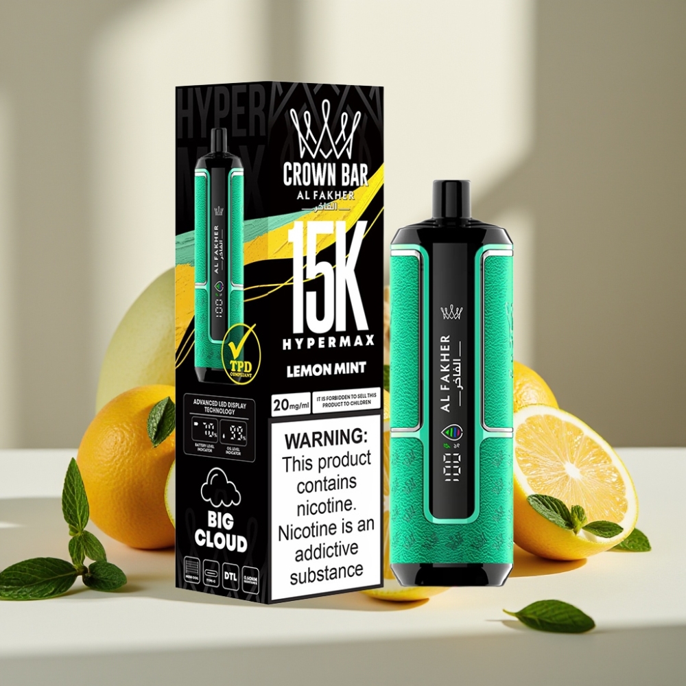 Al Fakher Crown Bar 15K Hypermax DTL Vapas 22ml 600mAh Citrina Mėta
