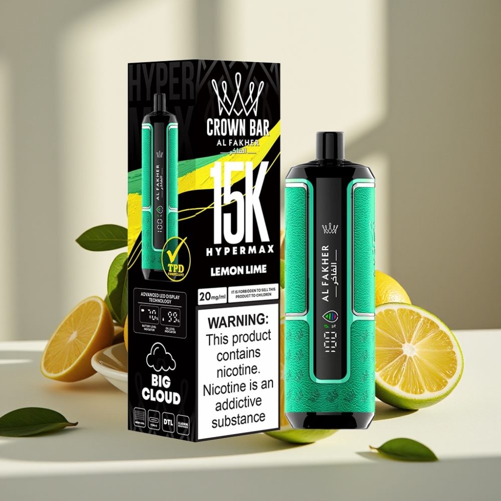Al Fakher Crown Bar 15K Hypermax Disposable Vape Kit Citrina Limeta 22ml 600mAh Type-C