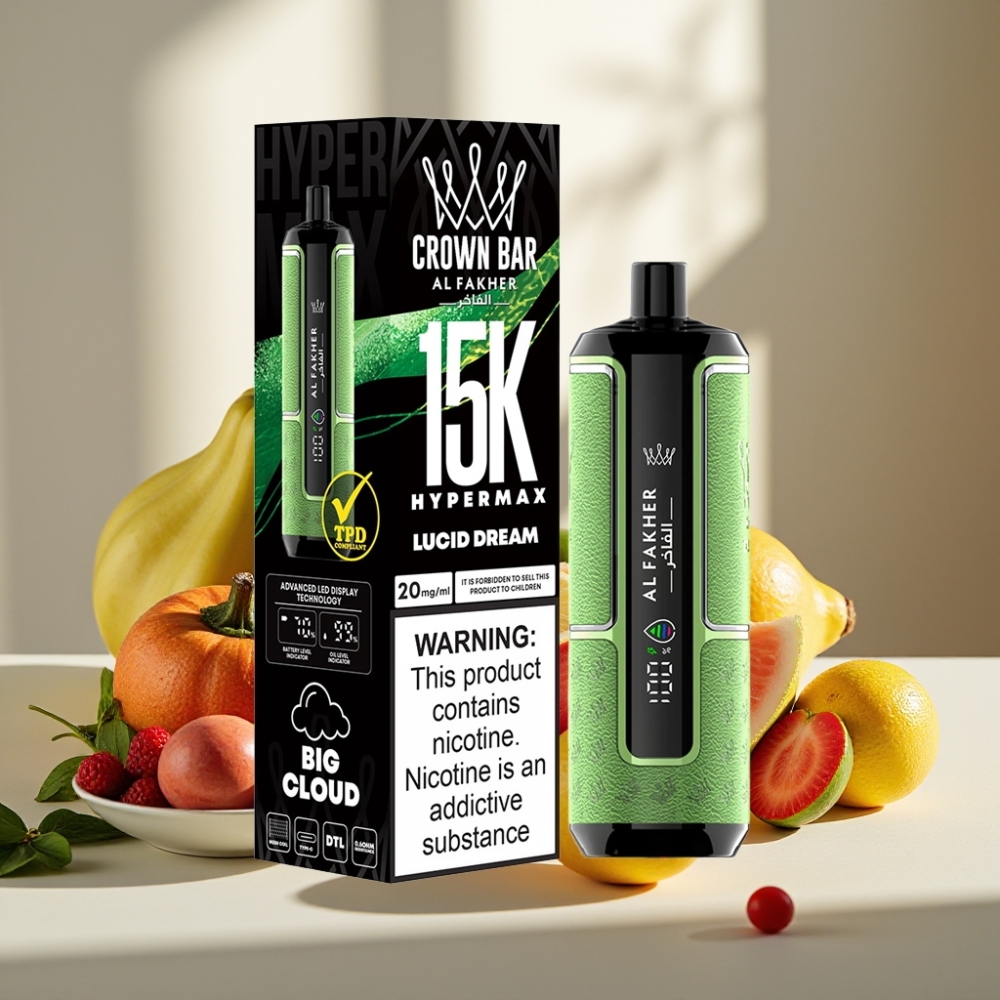 Al Fakher Crown Bar 15K Hypermax Disposable Vape Kit Svajonių Aidai 22ml 600mAh