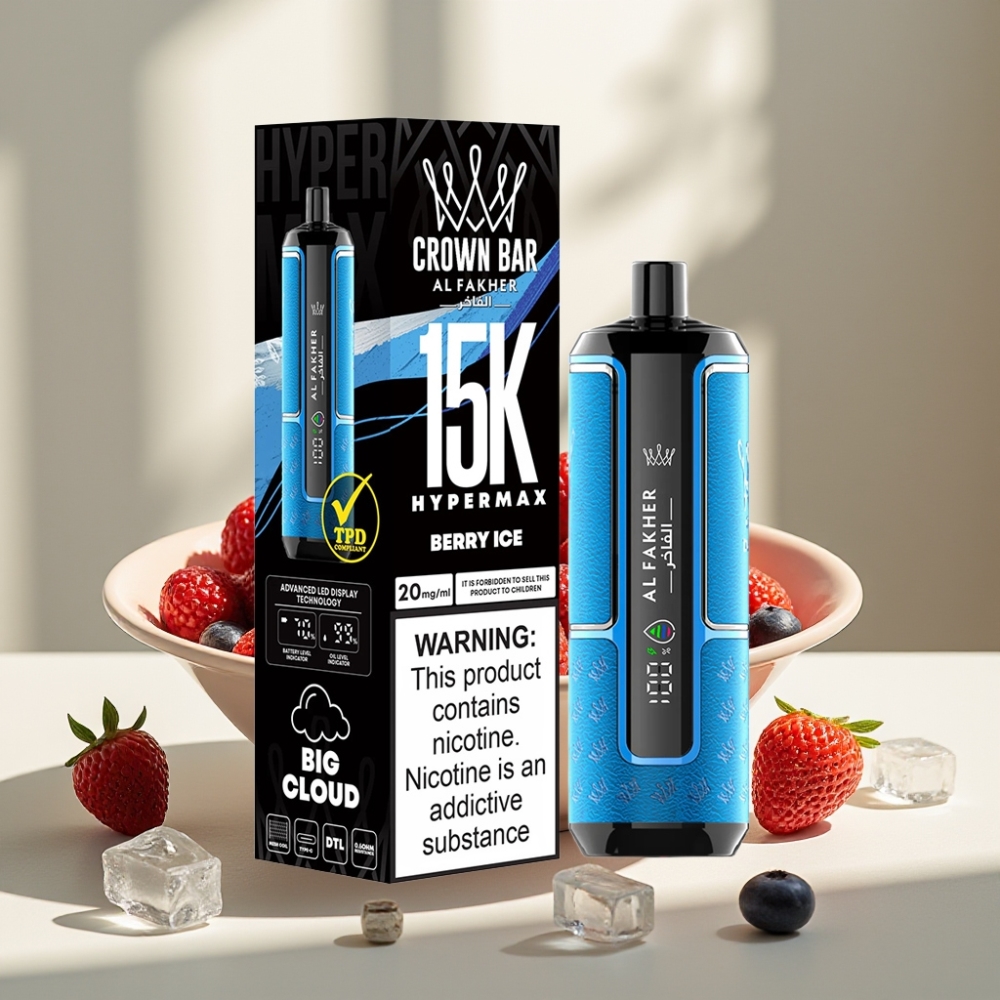 Al Fakher Crown Bar 15K Hypermax Disposable Vape Kit Uogienės Ledas 22ml 600mAh