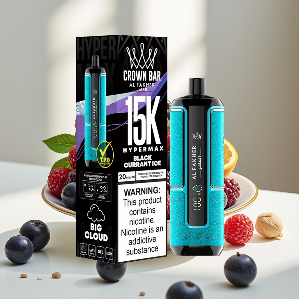 Al Fakher Crown Bar 15K Hypermax Juodųjų serbentų ledas 22ml 600mAh Type-C