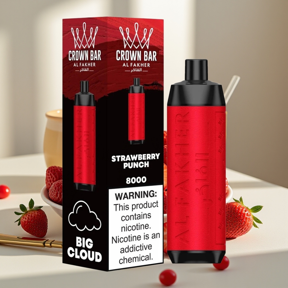 Al Fakher Crown Bar 8000 Crystal Disposable Vape Braškinių Punch 18ml 5mg 600mAh 06ohm