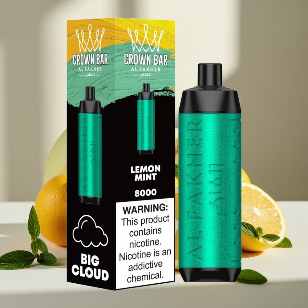 Al Fakher Crown Bar 8000 Crystal Disposable Vape Citrinų Mėta 18ml 5mg 8000 puff