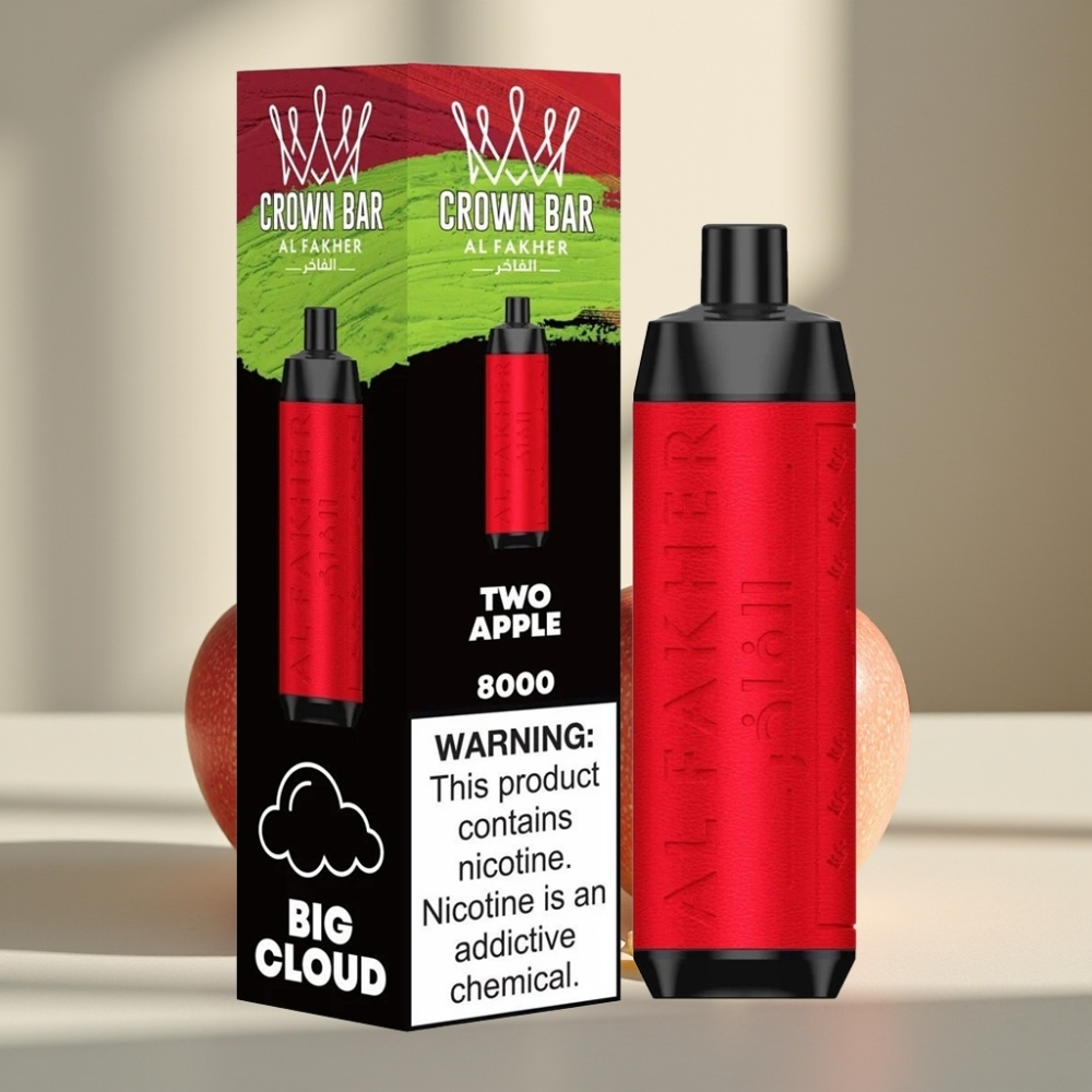 Al Fakher Crown Bar 8000 Crystal Disposable Vape Dvi Obuoliai 18ml 5mg 600mAh