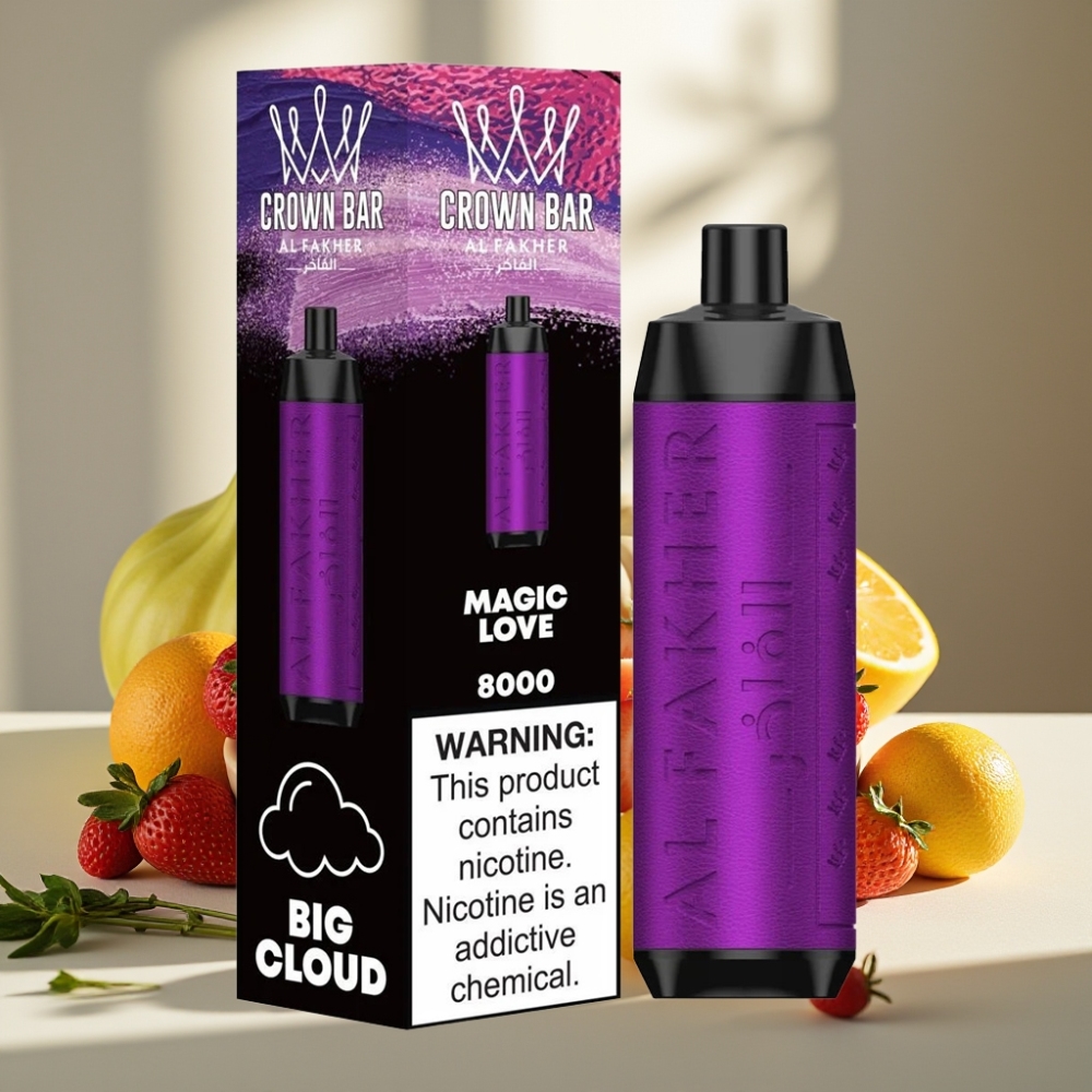 Al Fakher Crown Bar 8000 Crystal Disposable Vape Magiška Meilė 600mAh 18ml 5mg 06Ω