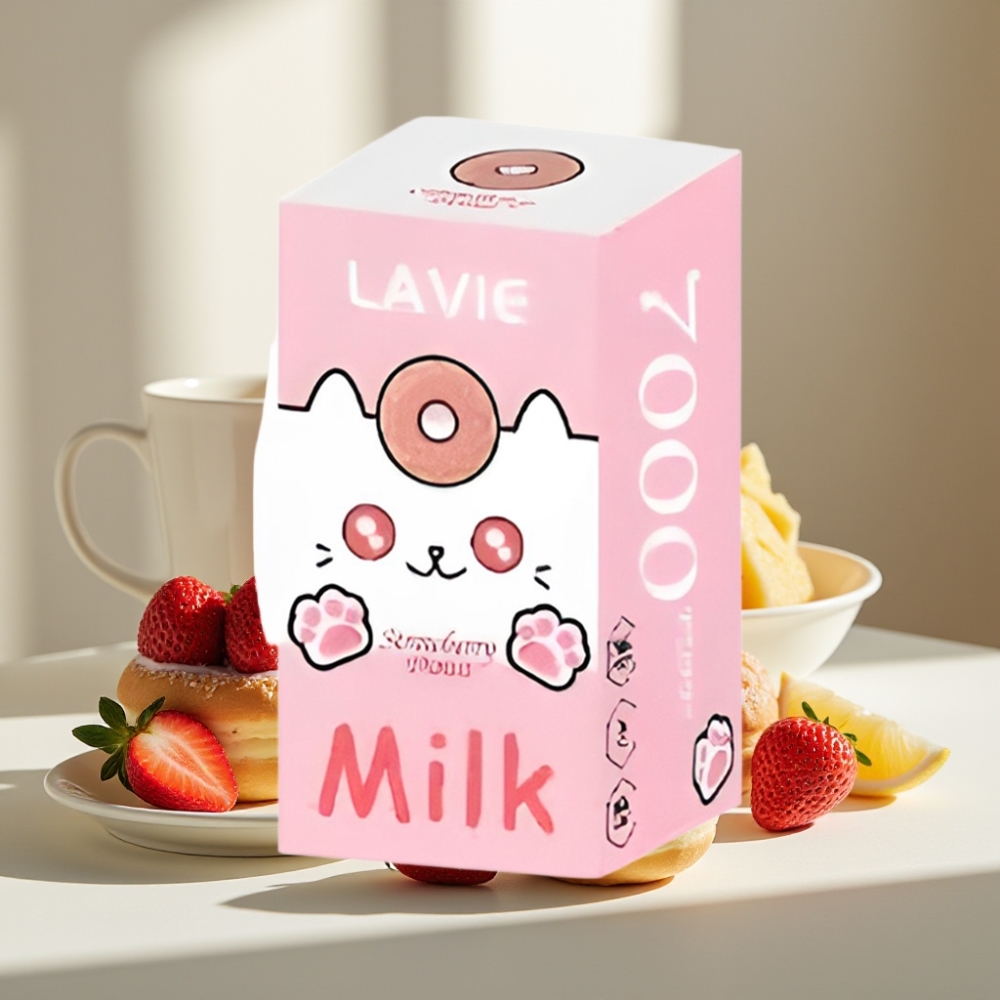 LAVIE Milk 7000 Puffs Braškinių Spurgų 0 2 5 nikotino 16ML 600mAh