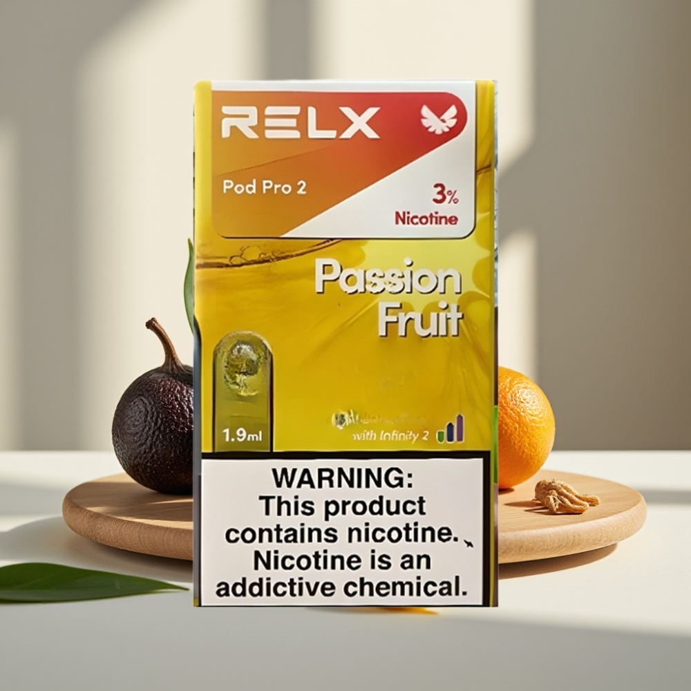 RELX Pod Pro 2 600 puff 3 nikotino 19ml 3 įtampos rėžimai Passion Fruit (Marakuja)