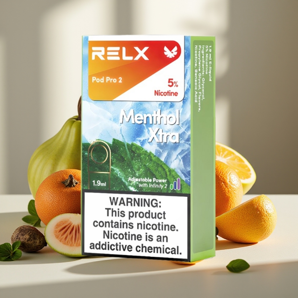 RELX Pod Pro 2 600 puff 5 nikotino 19ml Mėtų Xtra 3 įtampos režimai