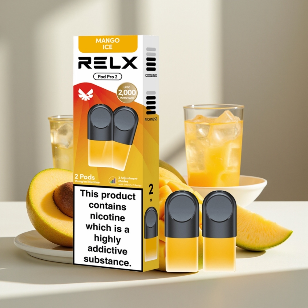 RELX Pod Pro 2 600 puffų 19ml 18 nikotino Mango ledas