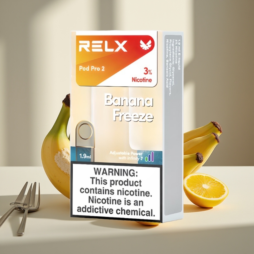 RELX Pod Pro 2 600 pučiai 3 nikotino 19ml Bananinė Šaltis