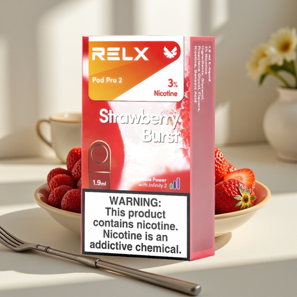 RELX Pod Pro 2 600 pučiai 3 nikotino 19ml braškių skonis