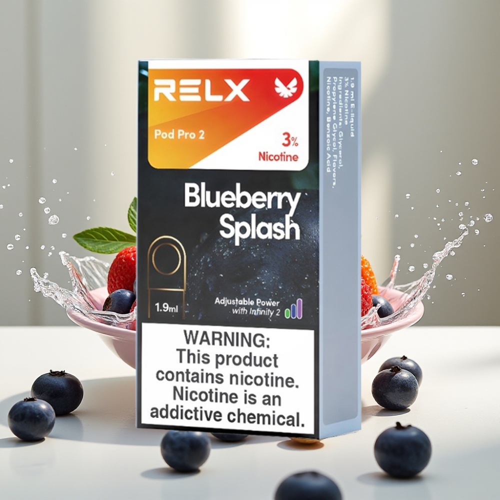 RELX Pod Pro 2 600 pučiai 3 nikotino Mėlynųjų uogų skonis 19ml 3 įtampos