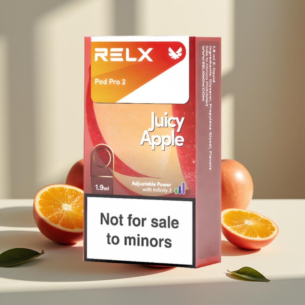 RELX Pod Pro 2 600 pūkštų 0 nikotino Skanusis Obuolys 19ml 3 įtampos