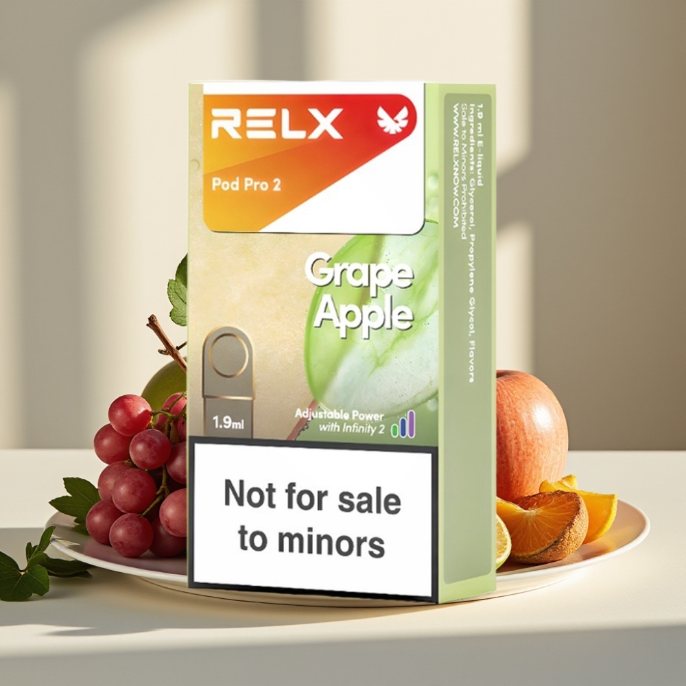 RELX Pod Pro 2 600 smūgių 0 nikotino 19ml Vynuogių Obuolių 3 įtampos