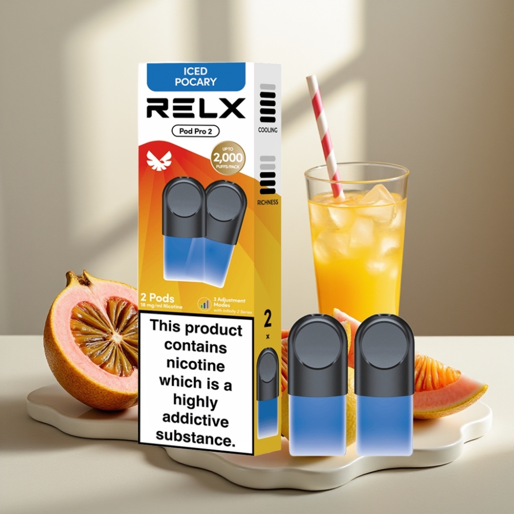 RELX Pod Pro 2 600 smūgių 18 nikotino Gėrimas-Saldžiais ledais 19ml