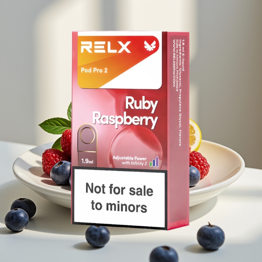RELX Pod Pro 2 Mėlynųjų aviečių skonis 600 iškvėpimų 0 nikotino 19ml