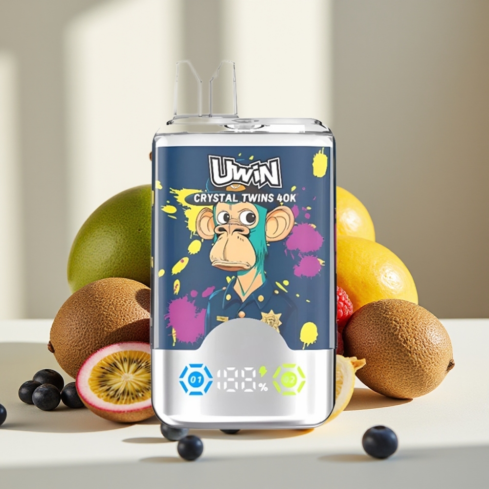 UWIN Crystal Twins 40000 Puffs 32ml 850mAh 06Ω Kiwi Pasiflora Gvajava Mėlyne Avietė