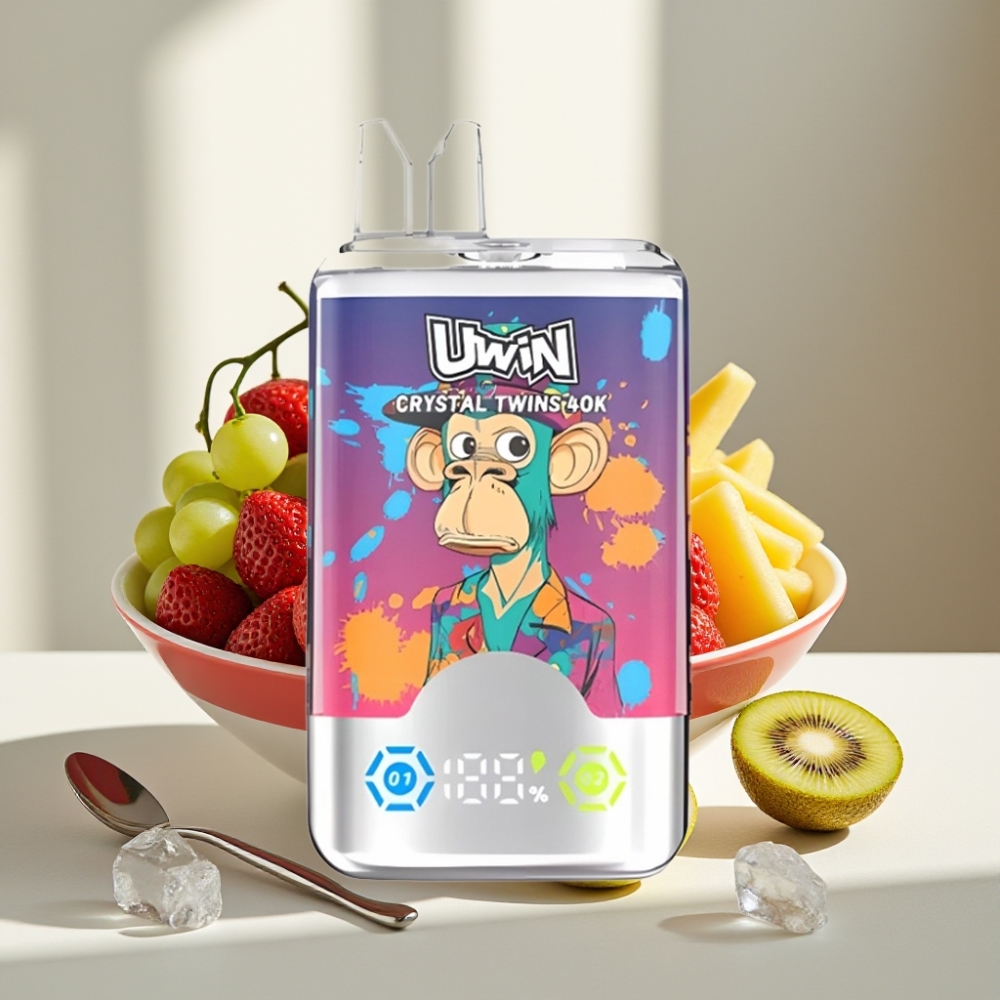 UWIN Crystal Twins 40000 Puffs Braškė-Kivi-Alyvuogė Ledas 06Ω 850mAh 32ml