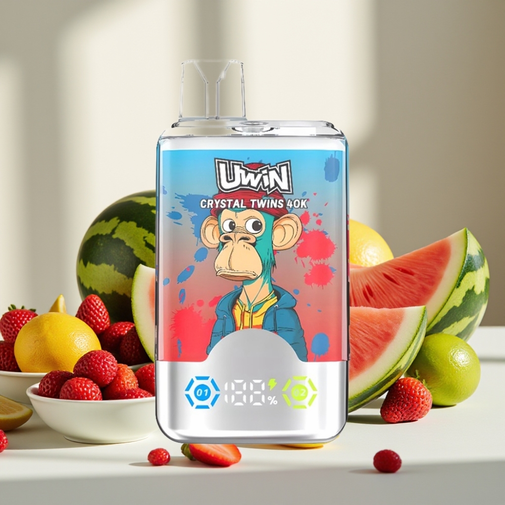 UWIN Crystal Twins 40000 Puffs Braškė Vandmelionas Citrina Limetas 06Ω 32ml