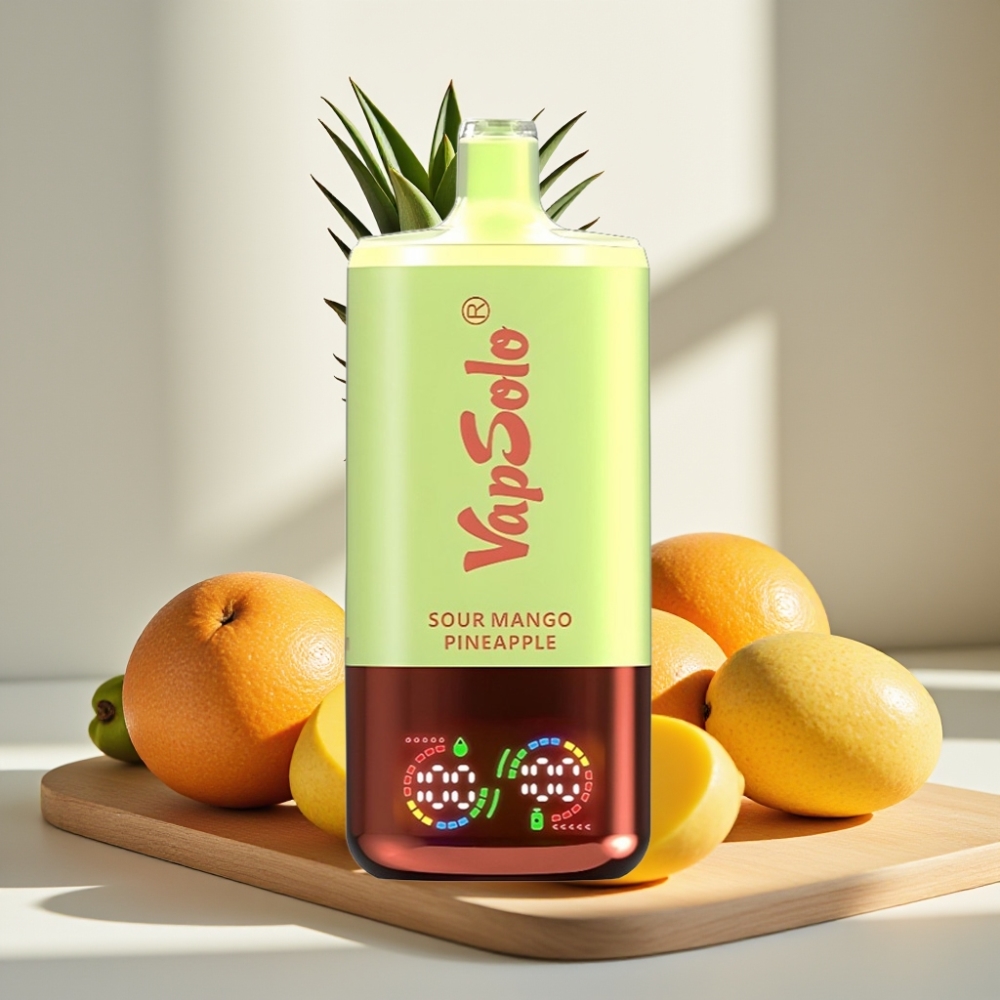 VapSolo Triple 30000 Puffs 40ml 20mg/50mg 3 bakas Type-C Rūgštus Mango Ananasas