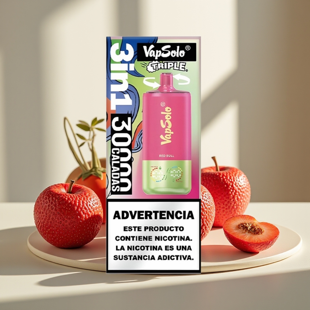VapSolo Triple 30000 Puffs 40ml 20mg/50mg Type-C Raudonas Jautis