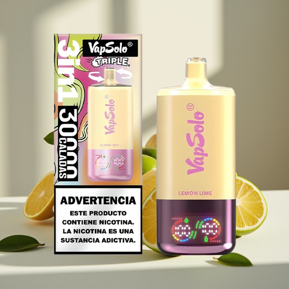 VapSolo Triple 30000 Puffs Citrinų Limonų 40ml 20/50mg 3 bakas Type-C