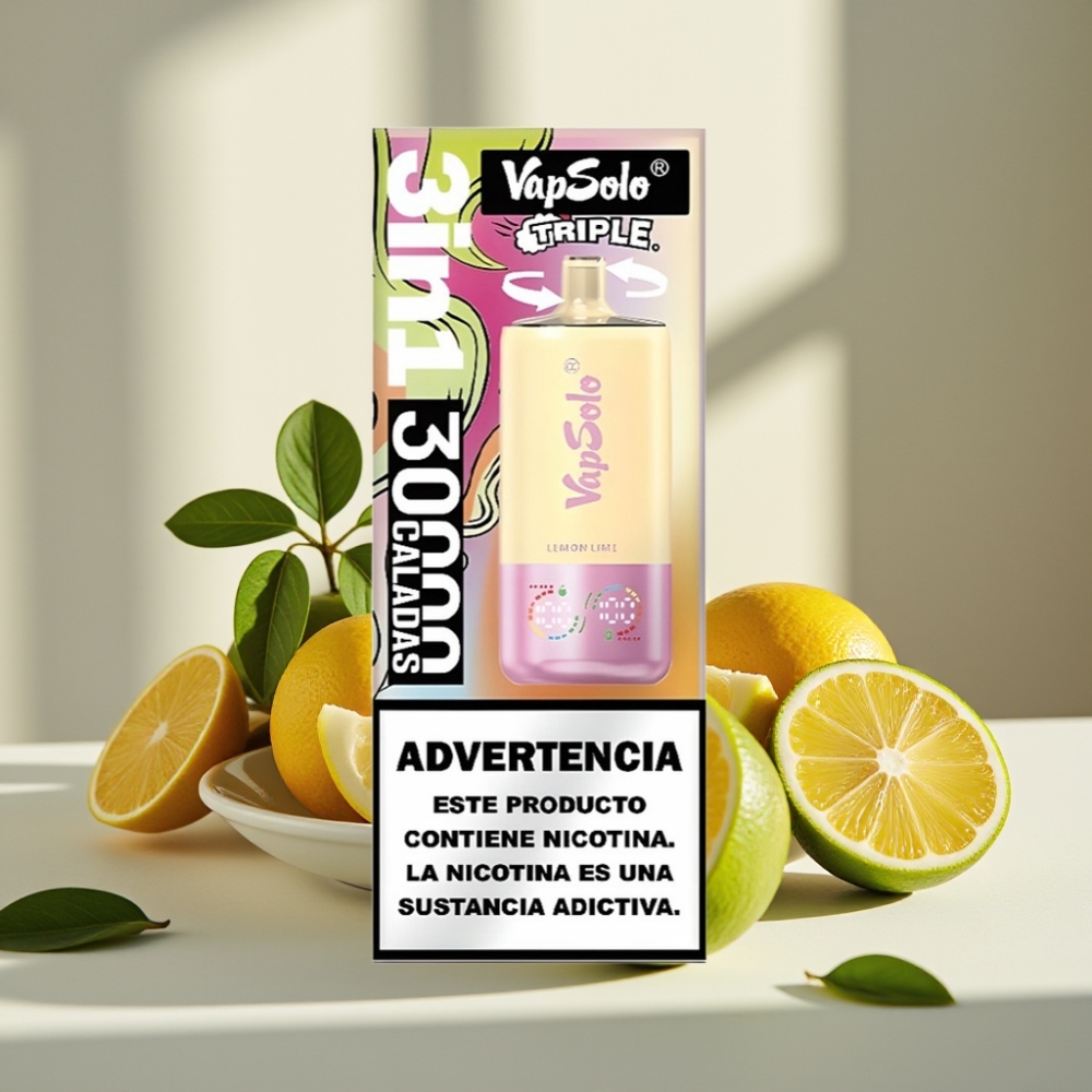 VapSolo Triple 30000 Puffs Citrinų Limonų 40ml 20/50mg 3 bakas Type-C