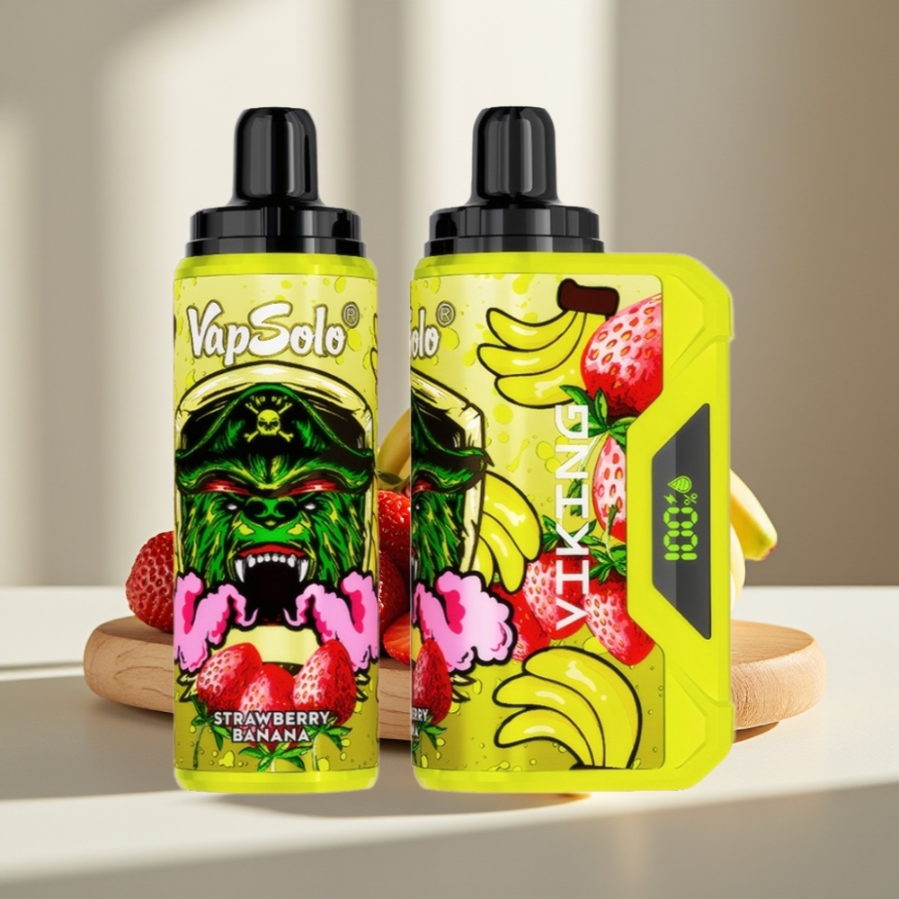 VapSolo VIKING 12000 Pufų Vienkartinė Vapė Braškė-Bananas 22ml 20/50mg