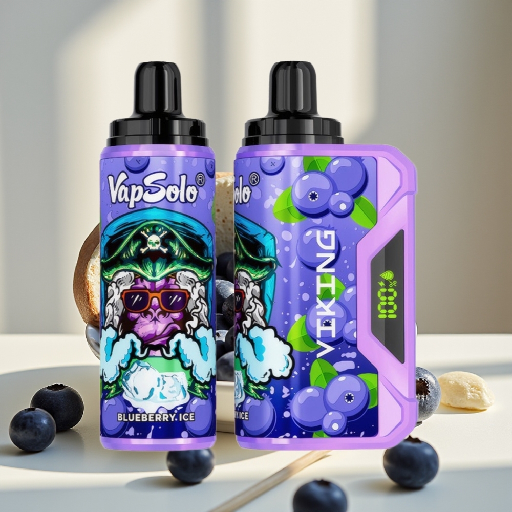VapSolo VIKING 12000 Pūkų Disposable Vape Mėlynė 22ml Type-C