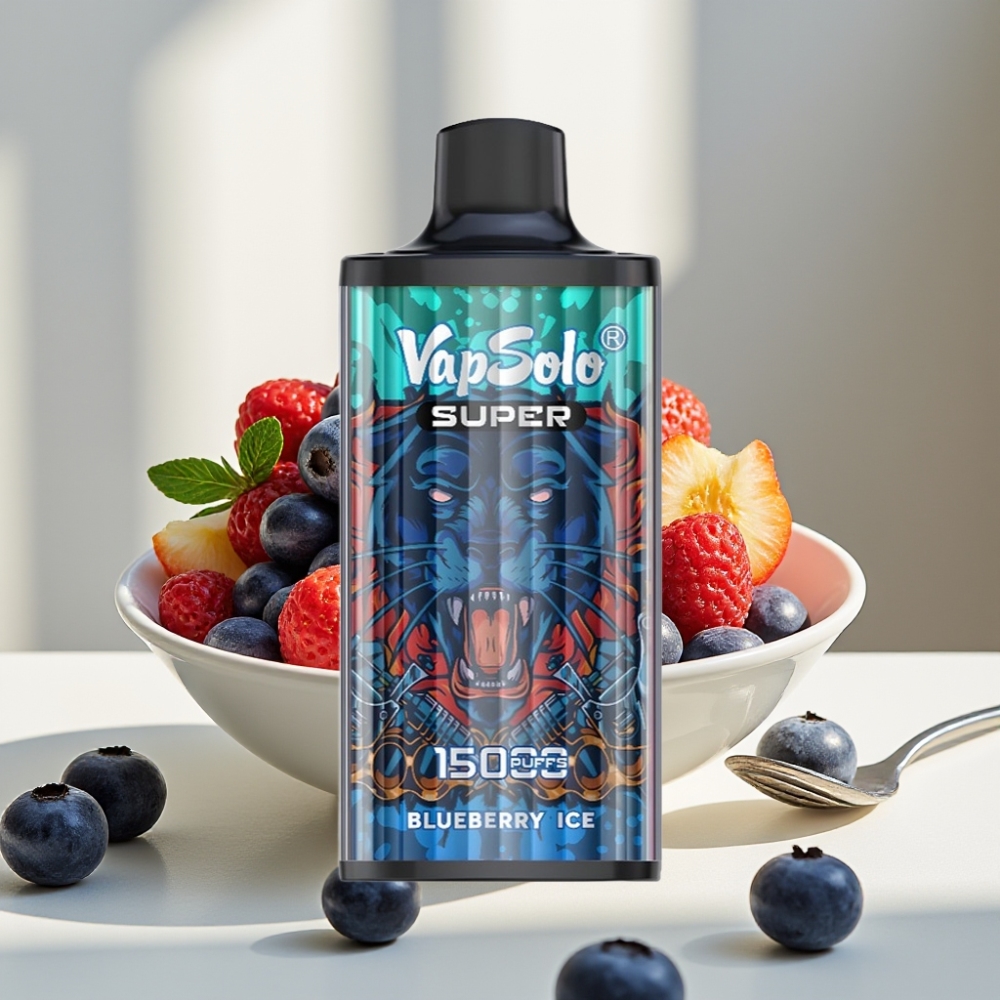 Vapsolo Super 15000 puffs 40ml 850mAh Type-C Mėlynųjų serbentų ledas