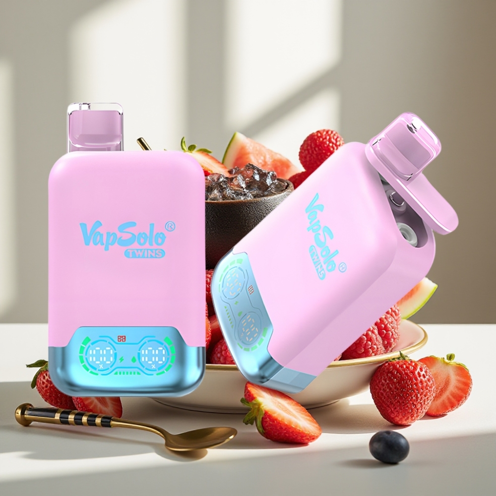 Vapsolo Twins 20000 Puffs 40ml 20/50mg Type-C Juodasis ledas/drakonas/vynuogė/braškė  avietė/arbūzas