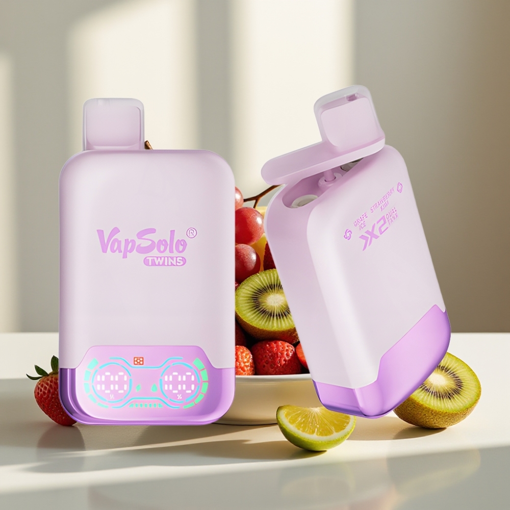 Vapsolo Twins 20000 Puffs 40ml 20/50mg Type-C Vynuogių Ledas  Braškės Kiwi