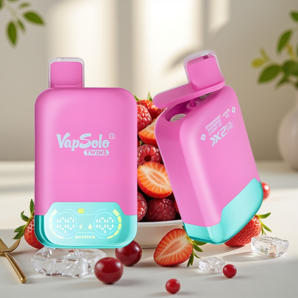 Vapsolo Twins 20000 Puffs 40ml 20/50mg/ml Braškė Avietė Vyšnia Ledas  Vynuogės Ledas