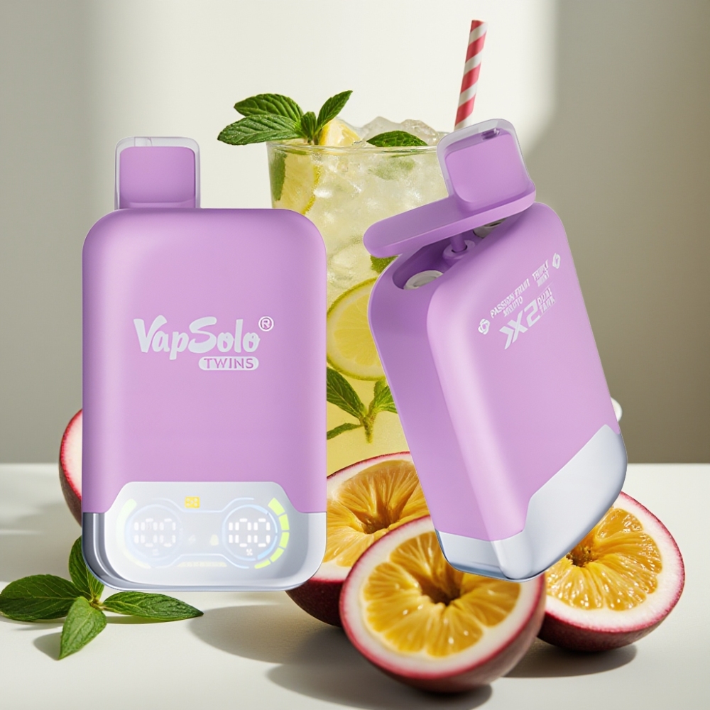 Vapsolo Twins 20000 Puffs 40ml 20mg/50mg Type-C Marakujo Mojito  Trigubė Mėta