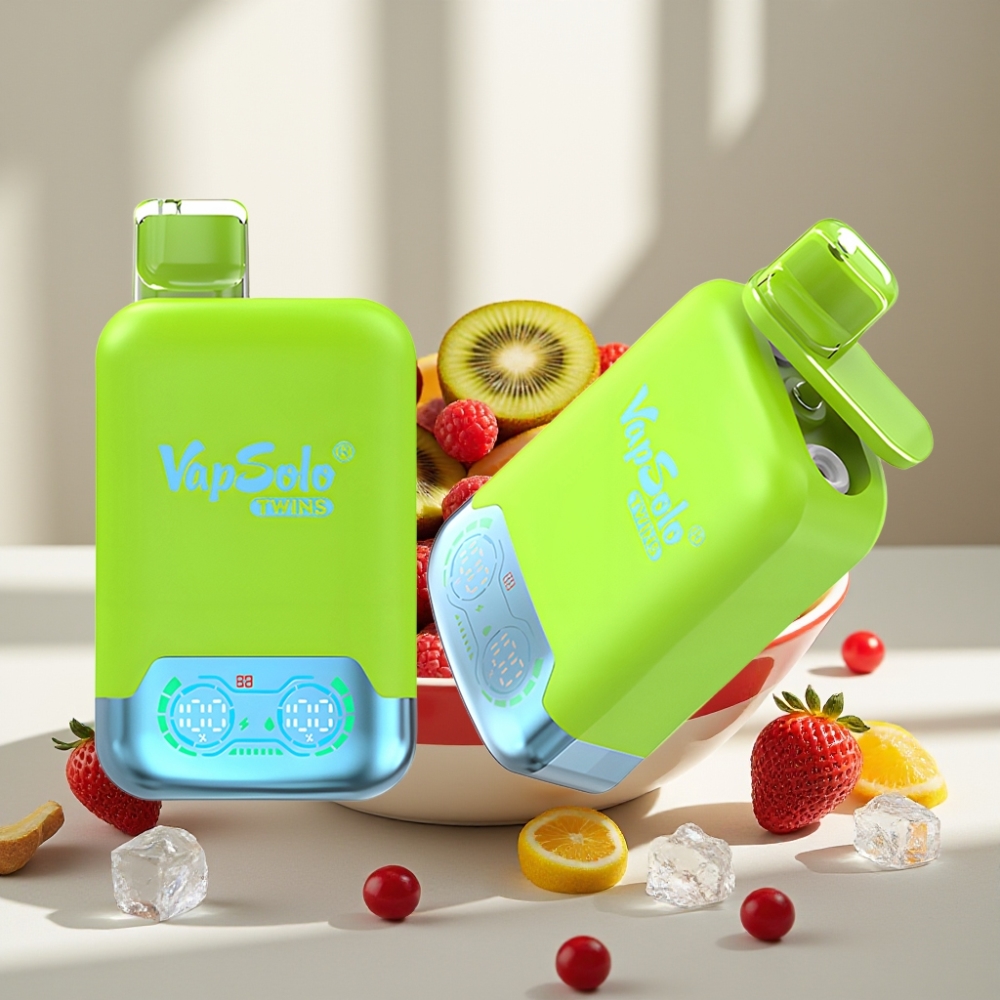 Vapsolo Twins 20000 Puffs 40ml 20mg/ml/50mg/ml braškių kivi  braškių avietų vyšnių ledas