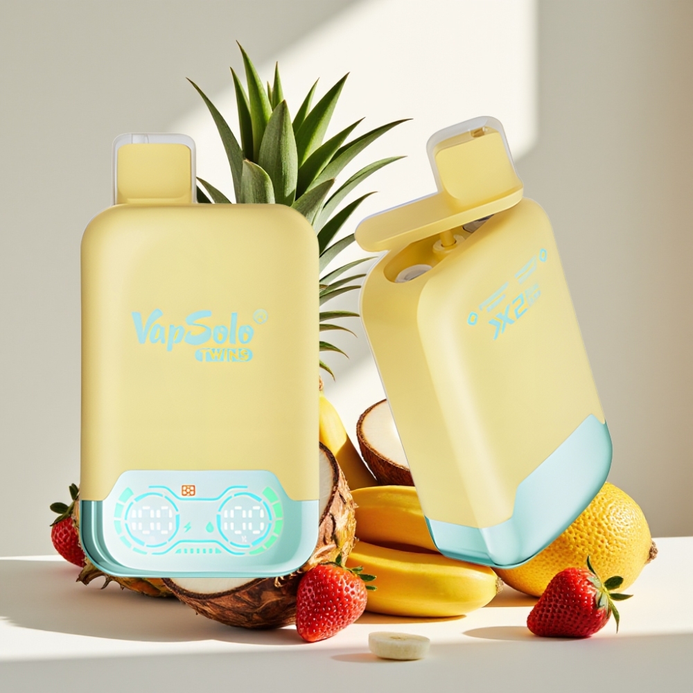 Vapsolo Twins 20000 Puffs Ananasas Kokosas  Braškė Bananas 40ml 20mg/ml/50mg/ml