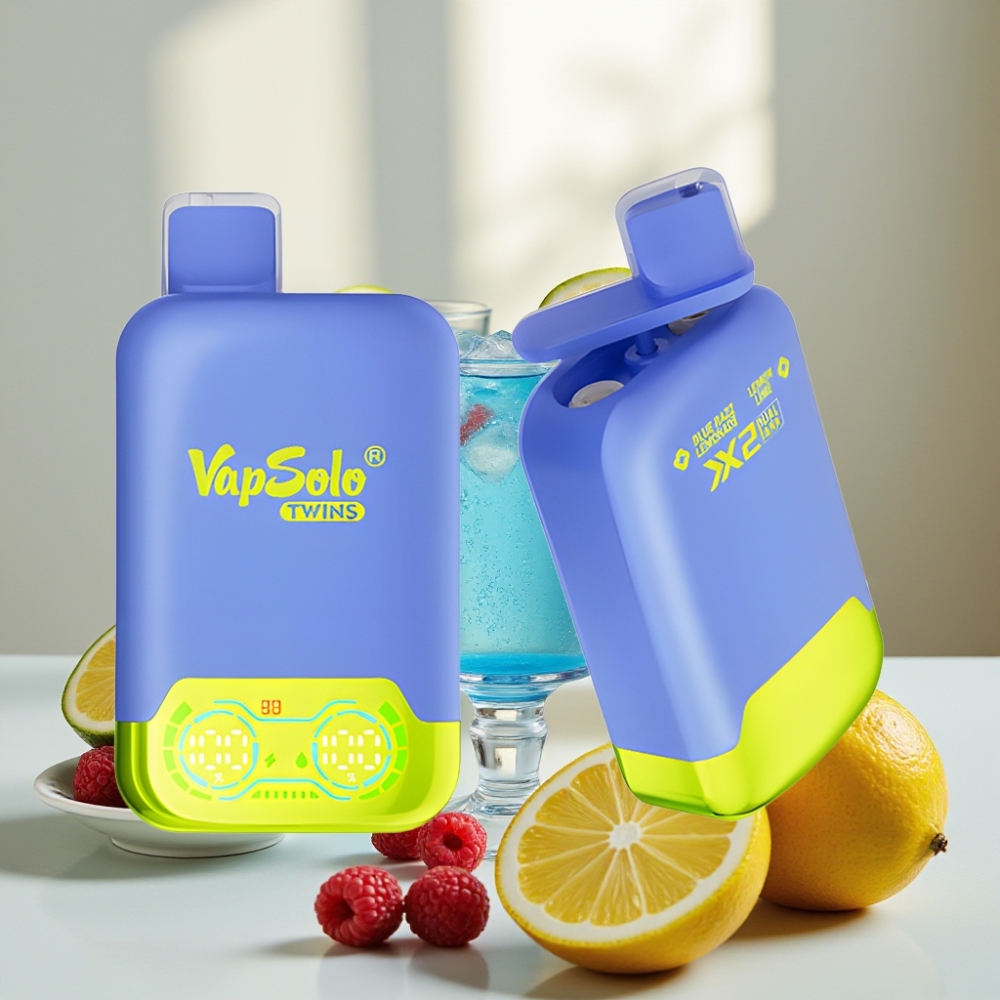 Vapsolo Twins 20000 Puffs Mėlyna Razz Lemonadė  Citrinų Žalia 40ml 50mg/ml