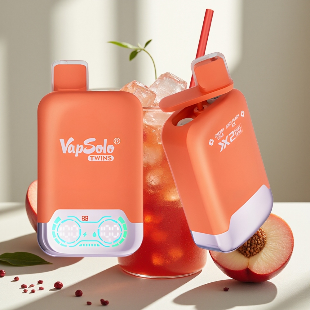 Vapsolo Twins 20000 Puffs Vyšnių Kola  Sultingo Persiko Ledas 40ml 20/50mg Type-C
