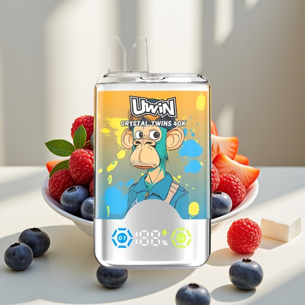 UWIN Crystal Twins 40000 Puffs Mėlynės Avietės Vyšnios Ledas, 32ml, 0.6Ω, Type-C